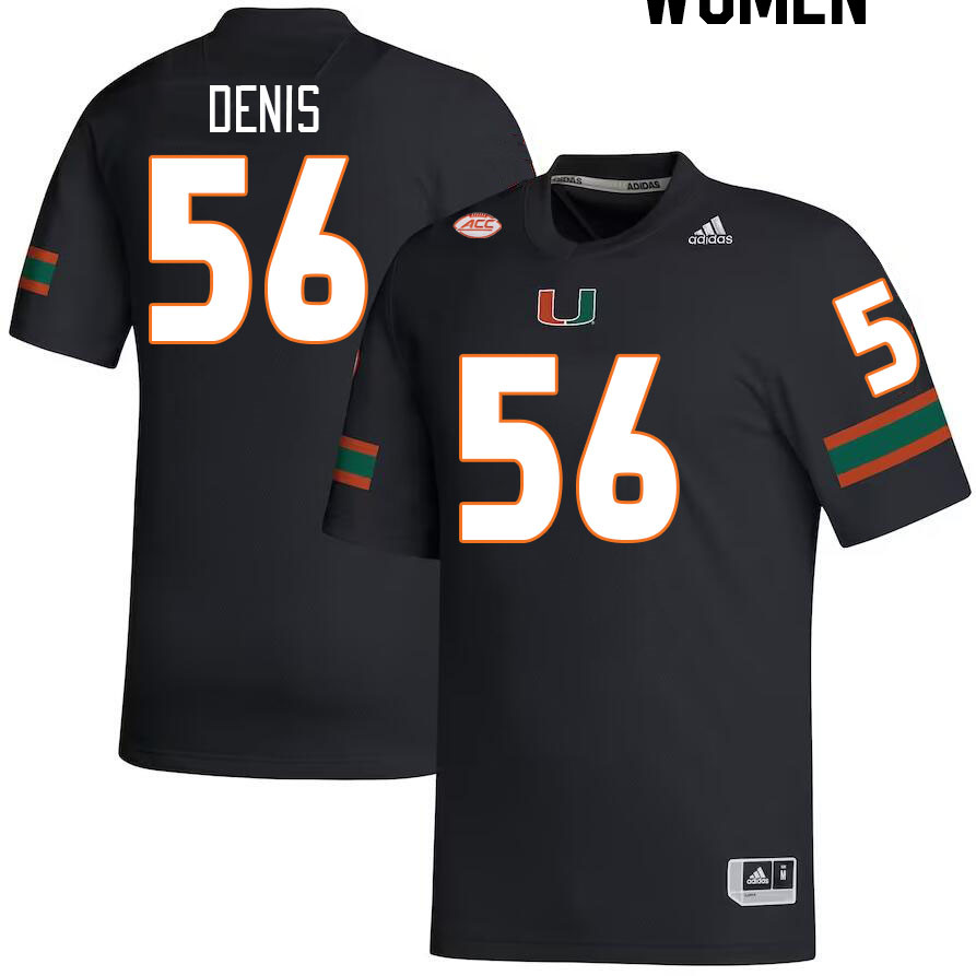 Women #56 Jonathan Denis Miami Hurricanes College Football Jerseys Stitched-Black